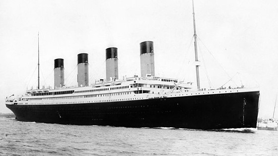 RMS Titanic departing Southampton on April 10, 1912.